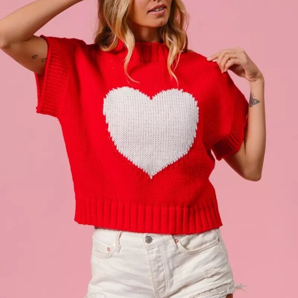 BiBi Rib Banded Heart Pattern Valentines Sweater - Picture 7 of 16